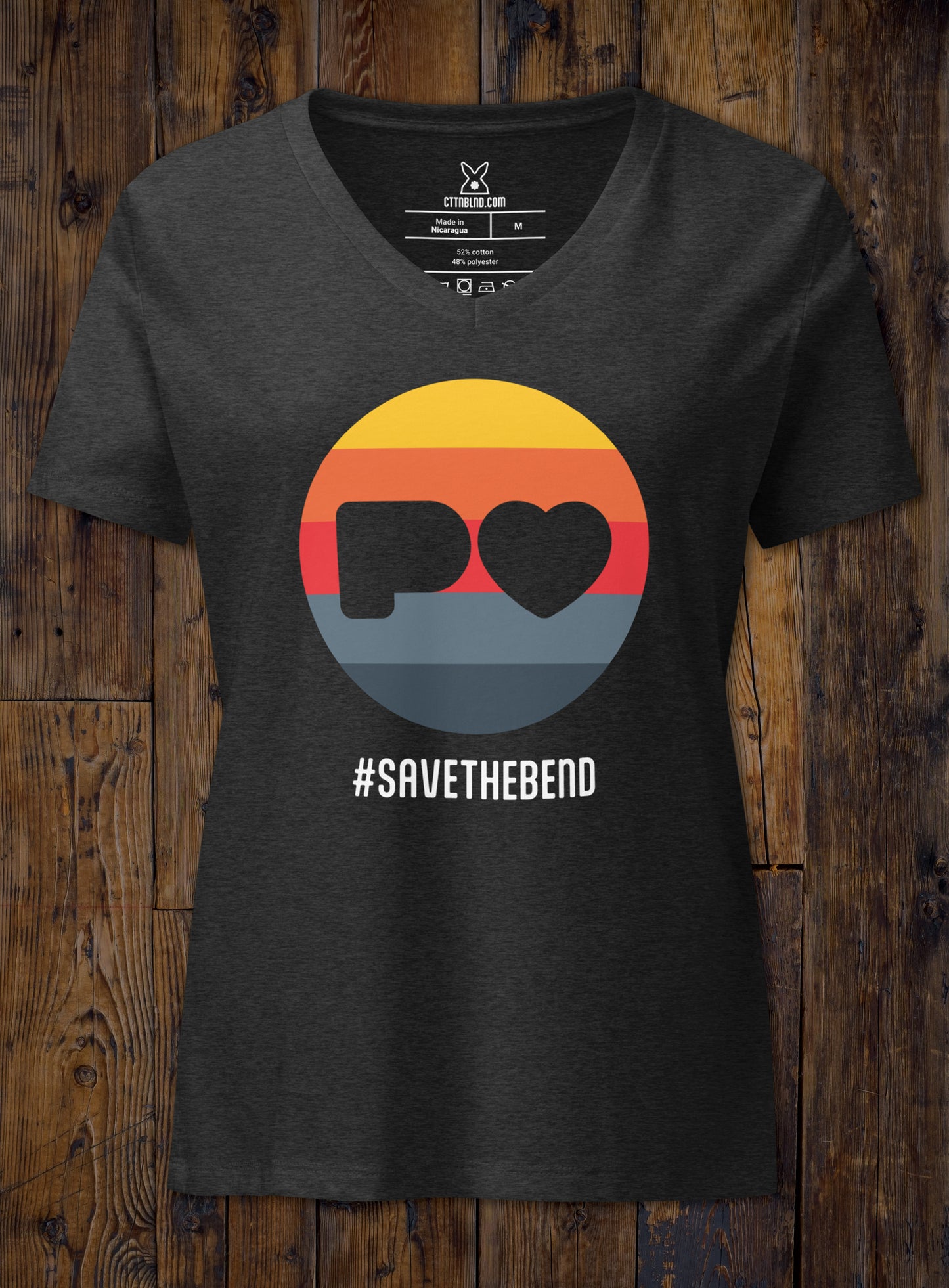 Save the Bend: V-neck - Dark Grey Heather